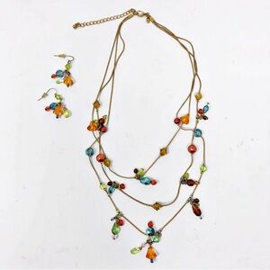 Premier Designs Jewelry Colorful Beaded Necklace and Earrings Set